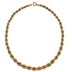 Vintage Gold Twisted Rope Choker Necklace