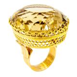 Regal Victorian Era Smoky Citrine Topaz Gold Cocktail Ring