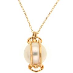 Doppio Smooth Fresh Water Pearl Gold Pendant Necklace