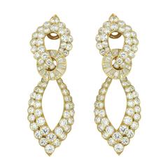 1971 Van Cleef & Arpels Diamond Gold Dangle Earrings