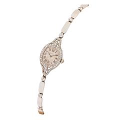 Cartier Lady's Platinum Gold Diamond Bracelet Wristwatch