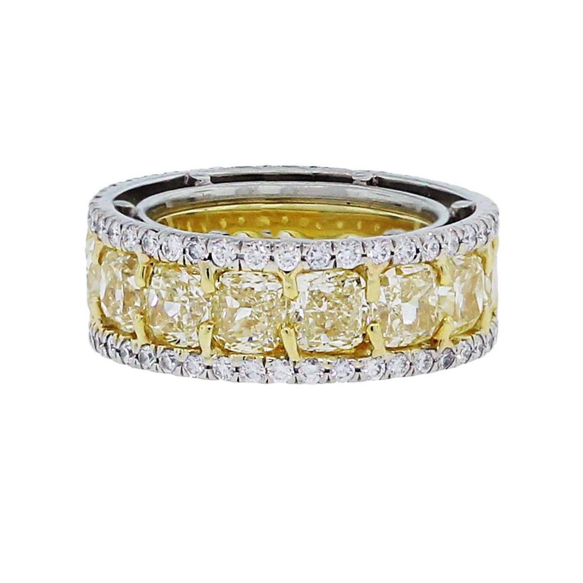 Fancy Yellow Diamond Gold Platin Eternity Band