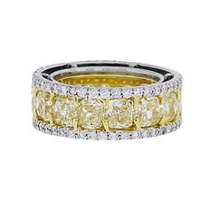 Bracelet d'éternité en or platine et diamant jaune fantaisie