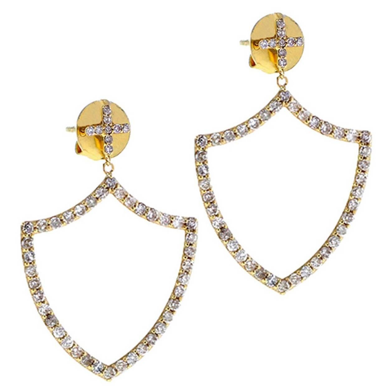 Insignia Renaissance Shield Gold and Diamond Earrings