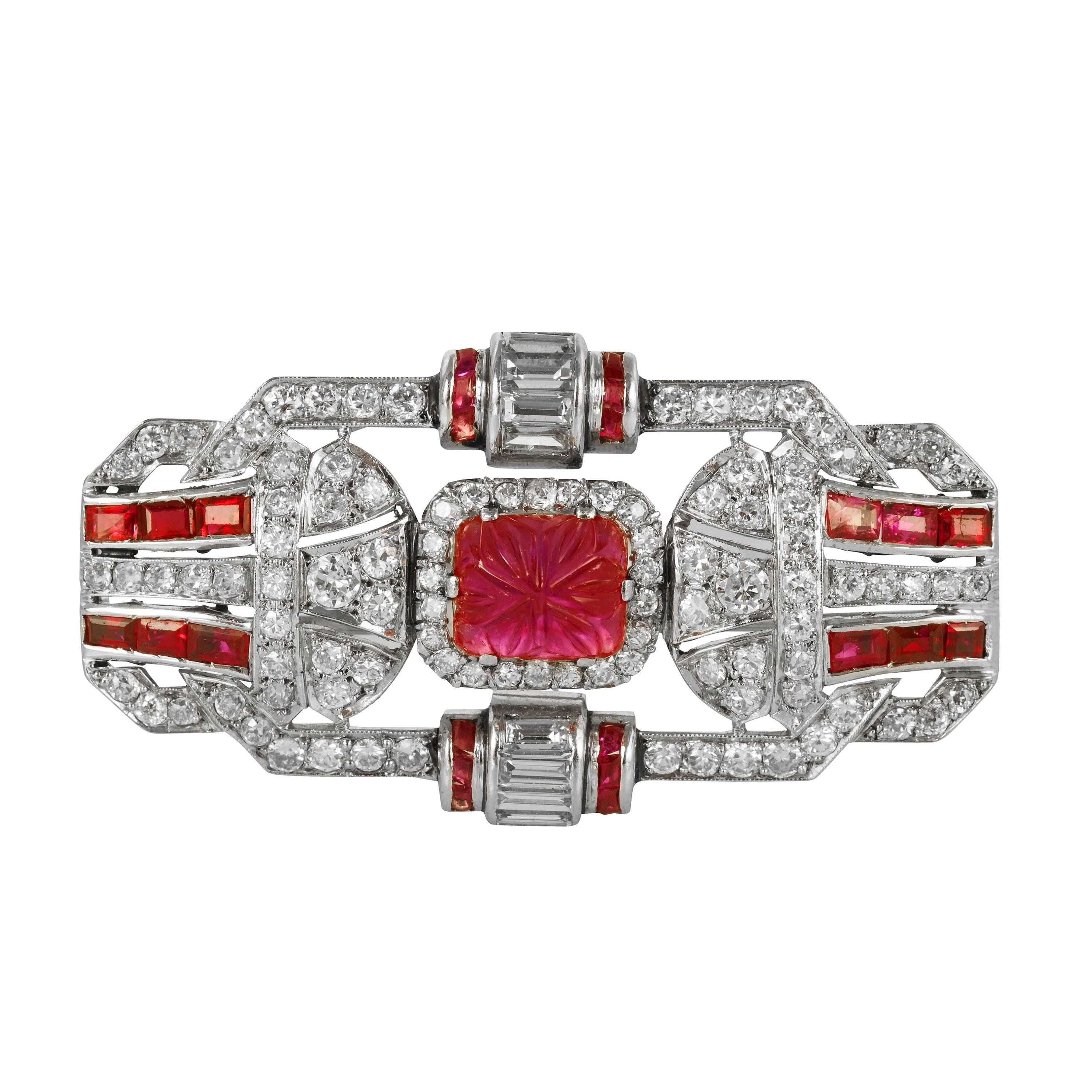 Ruby Diamond Brooch For Sale at 1stDibs