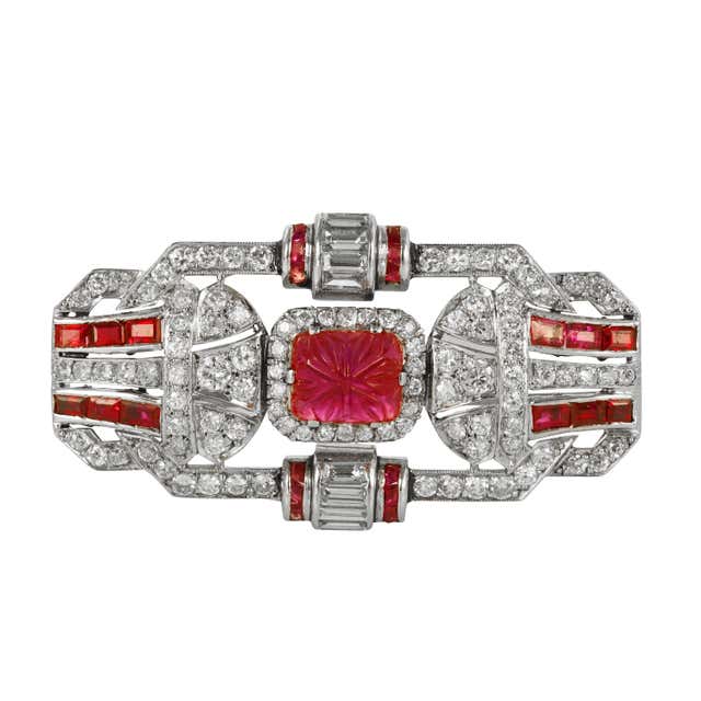 Ruby Diamond Brooch For Sale at 1stDibs
