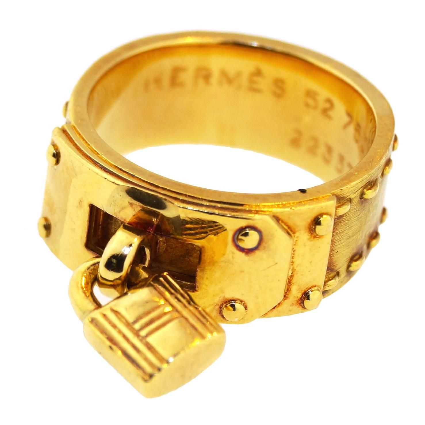 1970s Hermes Gold Padlock Ring