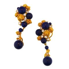Chaumet Lapis Lazuli Gold Clip-On Earrings