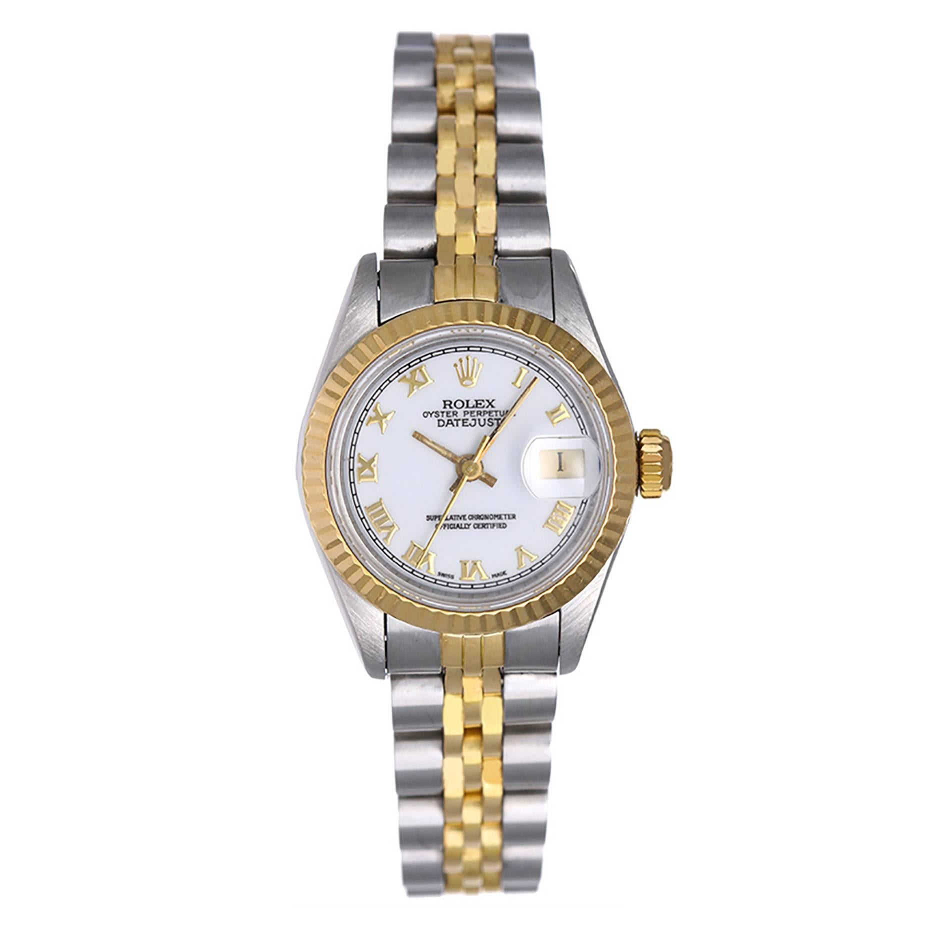 Rolex Lady's yellow gold stainless steel Datejust Automatic Wristwatch Ref 69173