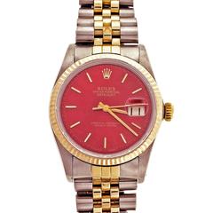 Vintage Rolex Yellow Gold Stainless Steel Datejust Custom Colored Dial Wristwatch 