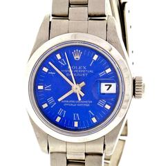 Rolex Lady's Stainless Steel Datejust Custom Colored Dial Wristwatch Ref 69160 10