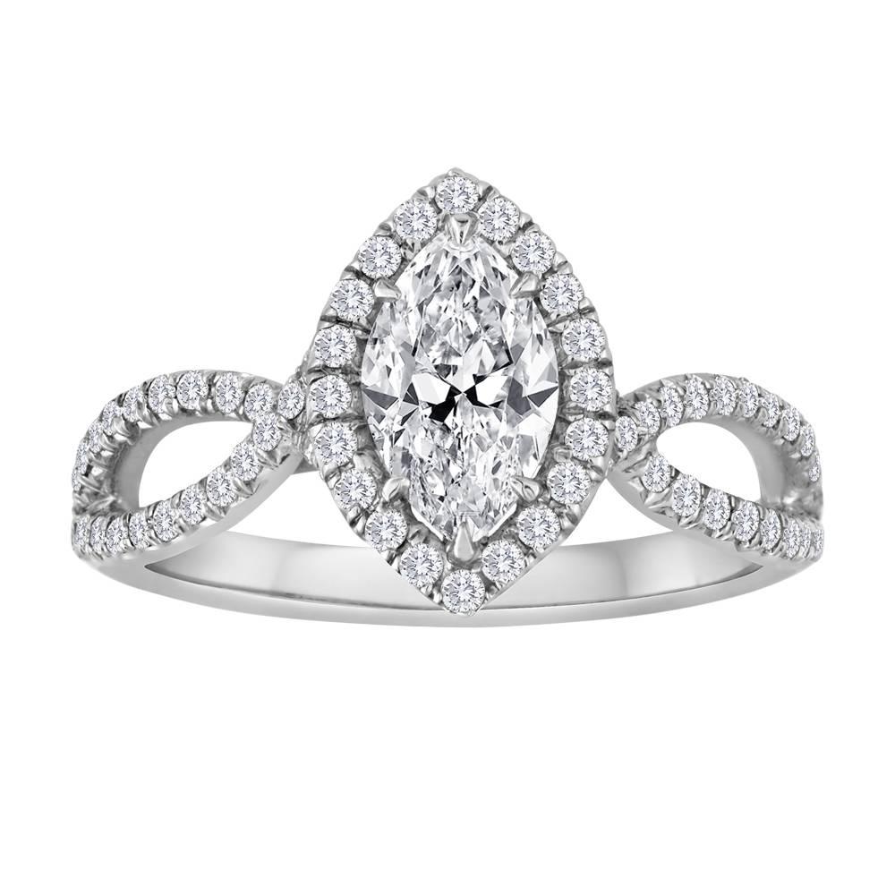 GIA Certified 0.74 Carat Marquise Diamond Gold Engagement Ring For Sale
