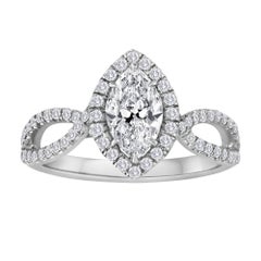 GIA Certified 0.74 Carat Marquise Diamond Gold Engagement Ring