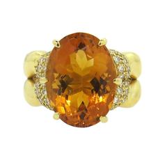 Kaufmann de Suisse Double Flow Citrine Diamond Gold Ring