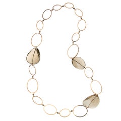 Brown Citrine Rose Gold Necklace Handcrafted in Italy by Botta Gioielli