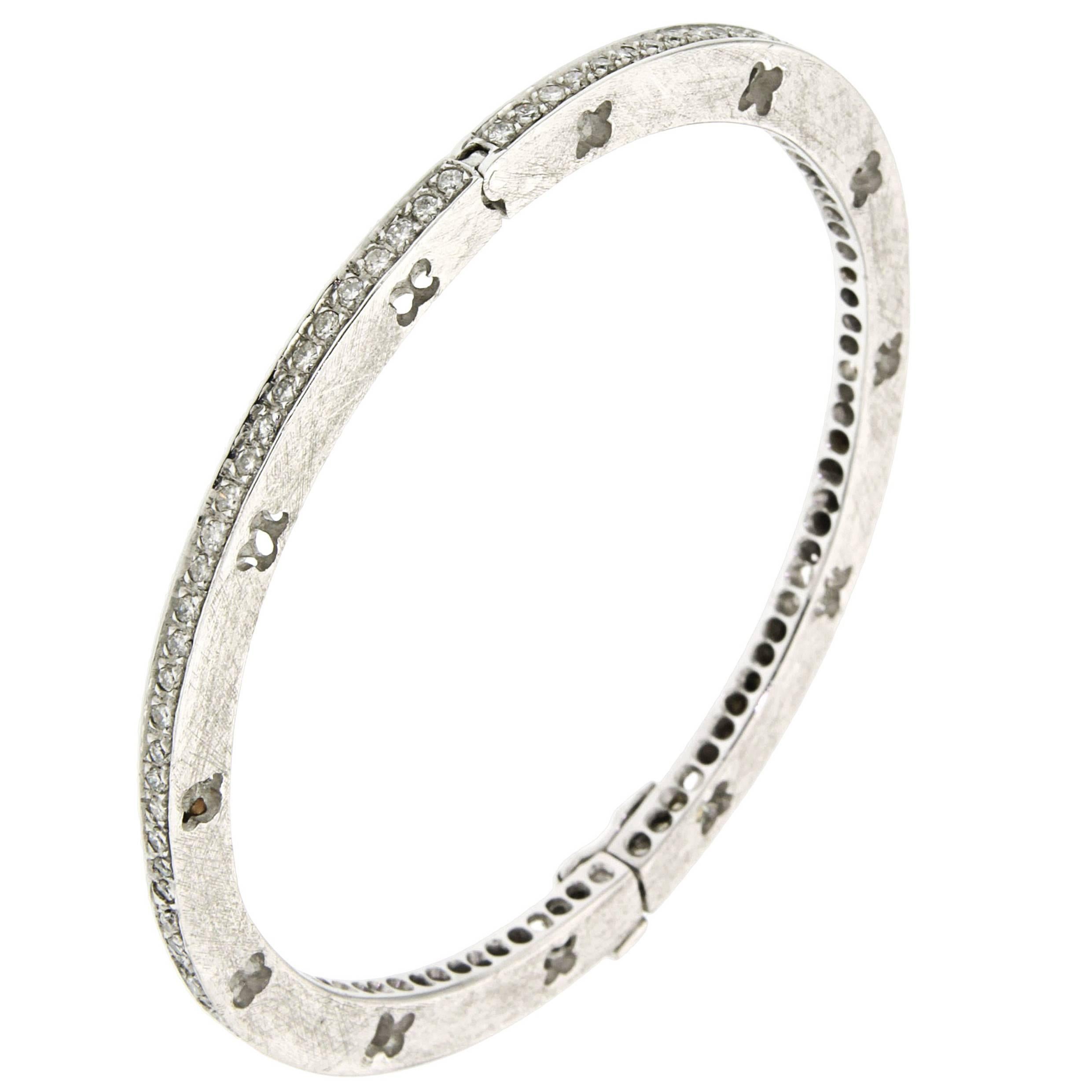 Diamond White Gold Handcuffs Bracelet Handcrated in Italy by Botta Gioielli