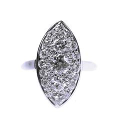 Art Deco Navette Shaped Diamond Platinum Cluster Ring Art Deco Navette Shaped Diamond Platinum Cluster Ring
