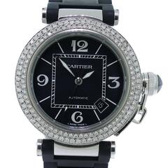 Montre-bracelet Cartier Pasha Seatimer en acier inoxydable et diamants, réf. W31077U