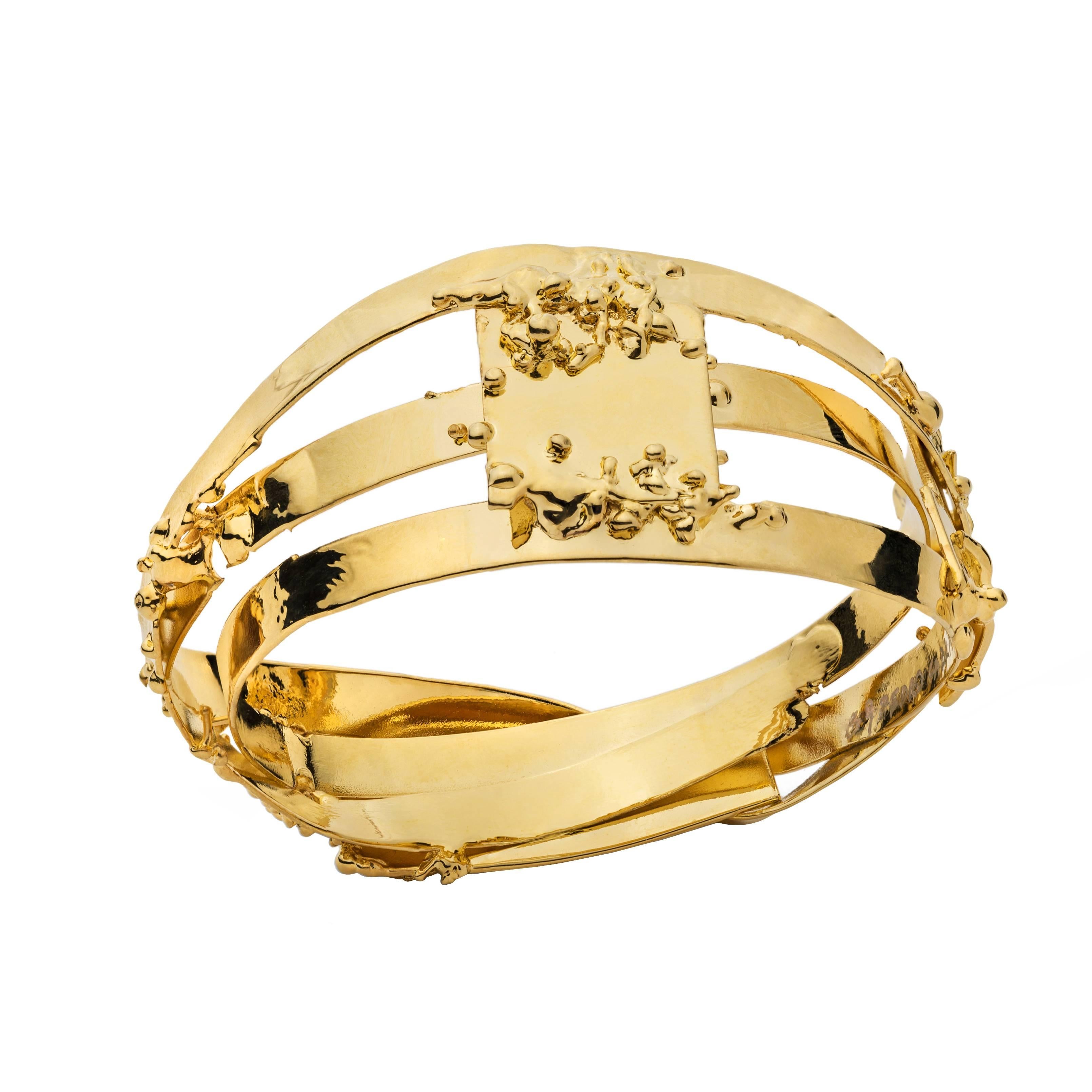 Pedro Cabrita Reis B9 Gold Bangle Bracelet For Sale
