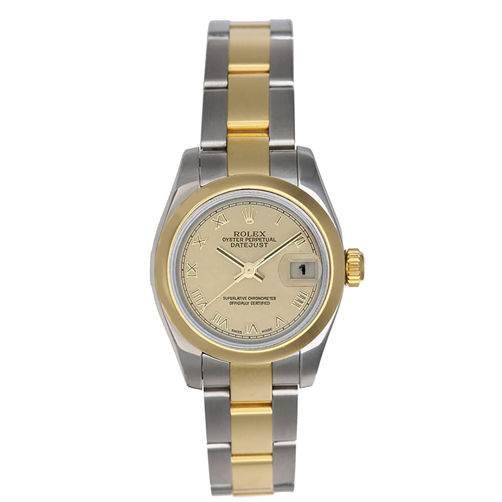 Rolex lady's Yellow gold stainless steel Datejust Automatic Wristwatch 
