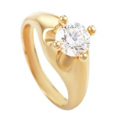Retro Bulgari 1.01 Carat GIA Cert Diamond gold Solitaire Engagement Ring