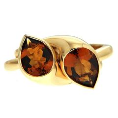 Citrine Gold Pear Shape Double Rings 1