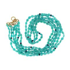 Amazonite Pebbles and Lapis Roundels Necklace 1