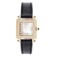 Vintage Chopard yellow Gold diamond Happy Sport square wristwatch ref 27/6679-23