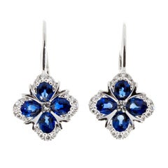 Spark Blue Sapphire Diamond Gold Earrings