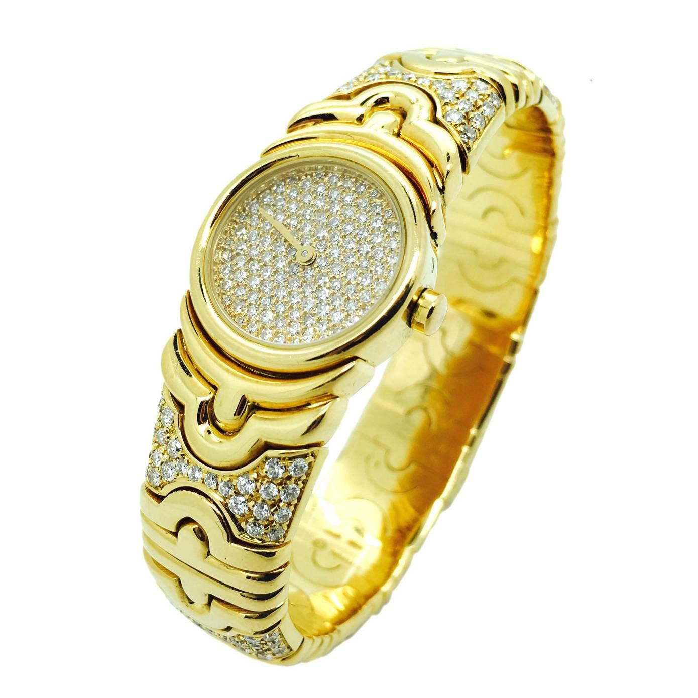 Bulgari Yellow Gold Diamond Parentesi Lady´s Wristwatch For Sale