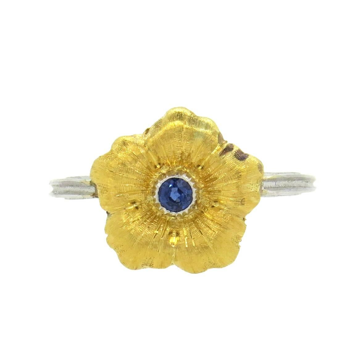 Buccellati Fiore Sapphire Gold Flower Ring 