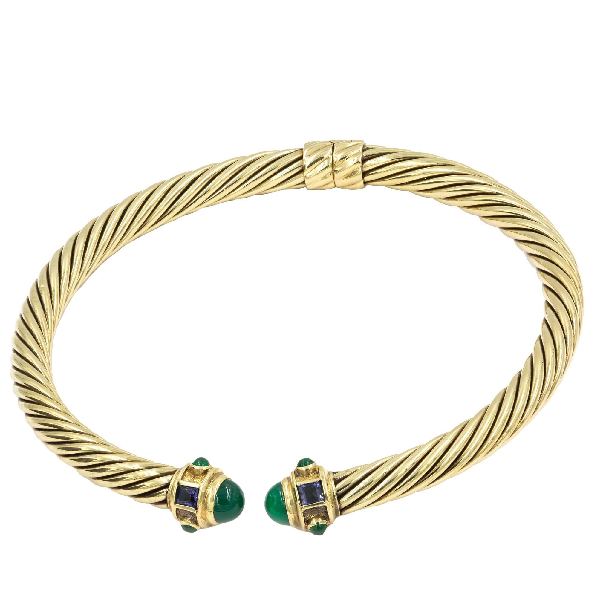 David Yurman Gold Emerald Neck Collar