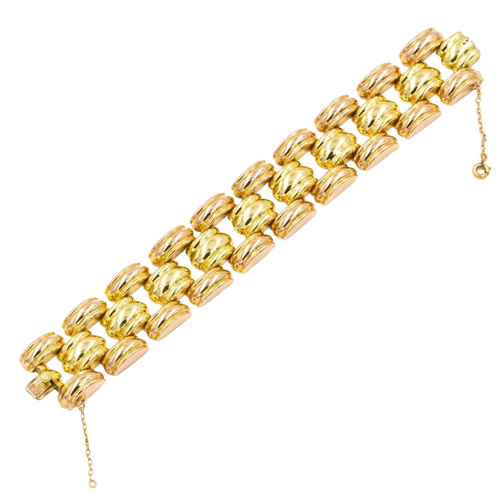 Two Tone Gold Link Bracelet 