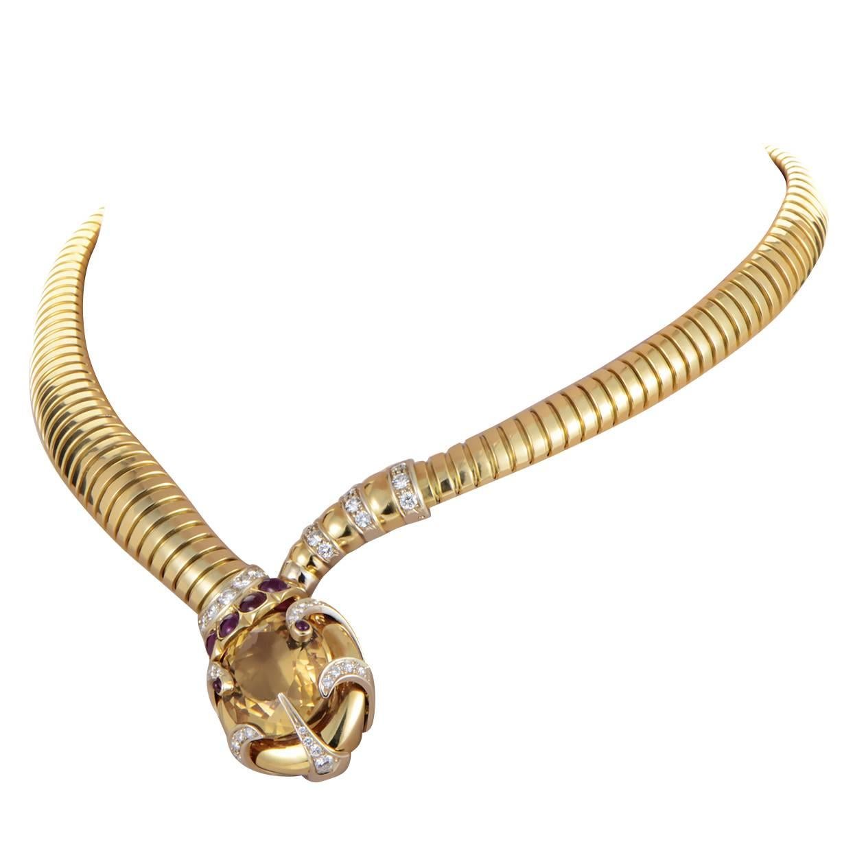 Bulgari Serpenti Gemstone Gold Necklace