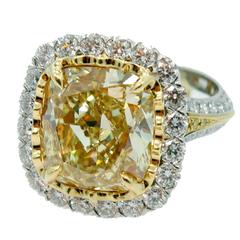 Christopher Design 10.09 carat Fancy Intense Yellow Diamond gold platinum Ring