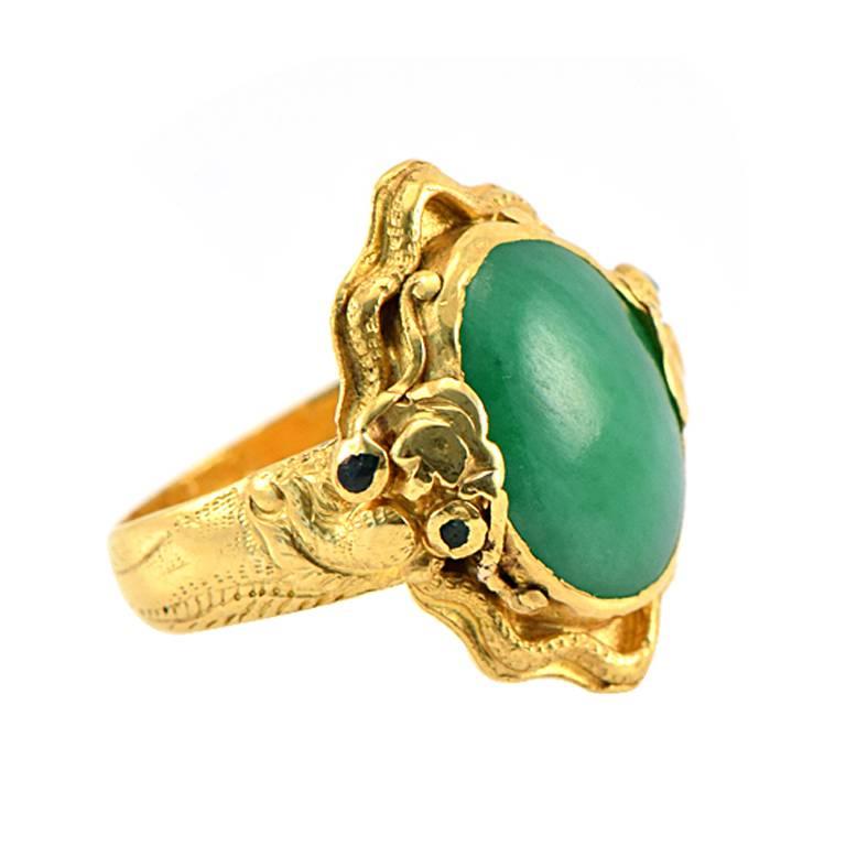 1940s Chinese Jade and Gold Ring