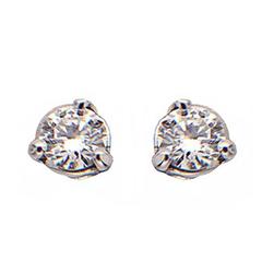 Round Diamond Three Prong Stud Earrings 8
