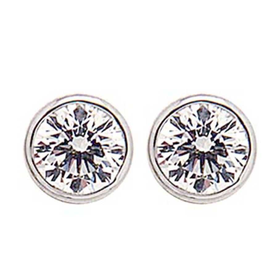 Bezel Set Round Diamond Gold Stud Earrings