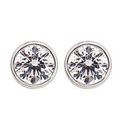 Bezel Set Round Diamond gold Stud Earrings 8