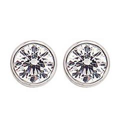 Bezel Set Round Diamond Gold Stud Earrings