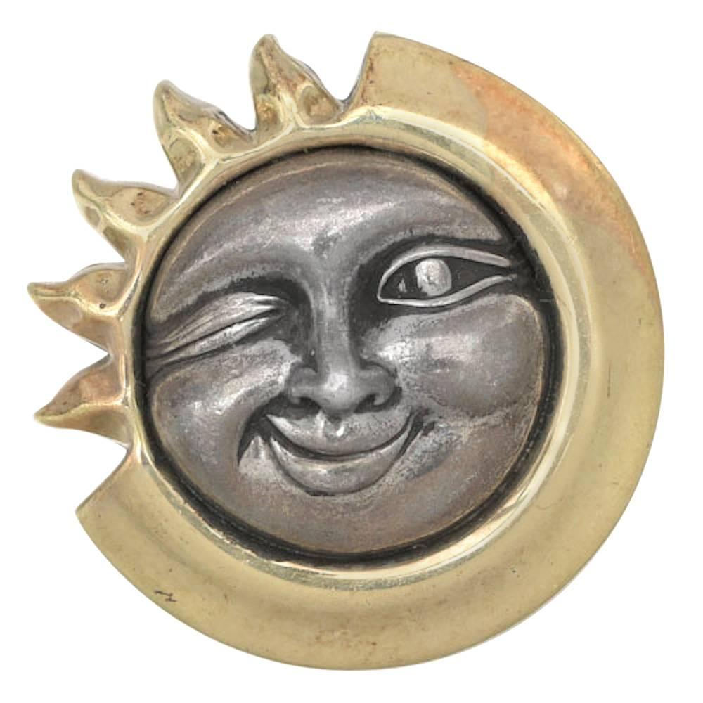 Kieselstein-Cord Sun and Moon Gold Silver Pin