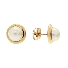 10.5mm Mabe Pearl Earring with Gold Rim 3