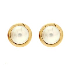 Valentin Magro Round Mabe Pearl Earrings with Gold Rims