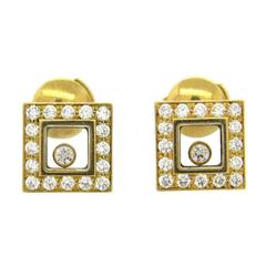 Chopard Happy Floating Diamonds Quadratische Ohrstecker aus Gold