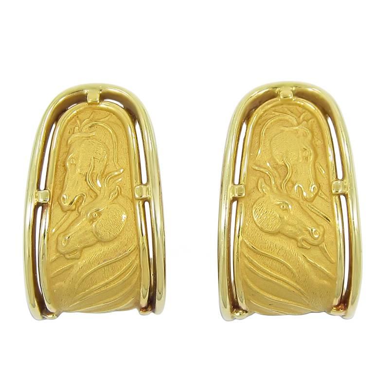 Carrera Y Carrera Gold Horses Earrings