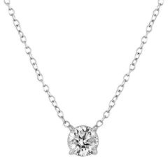 Round Diamond Solitaire Gold Necklace