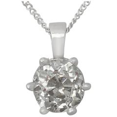 0.89Ct Diamond & Platinum Solitaire Pendant - Antique Circa 1900 & Contemporary 2