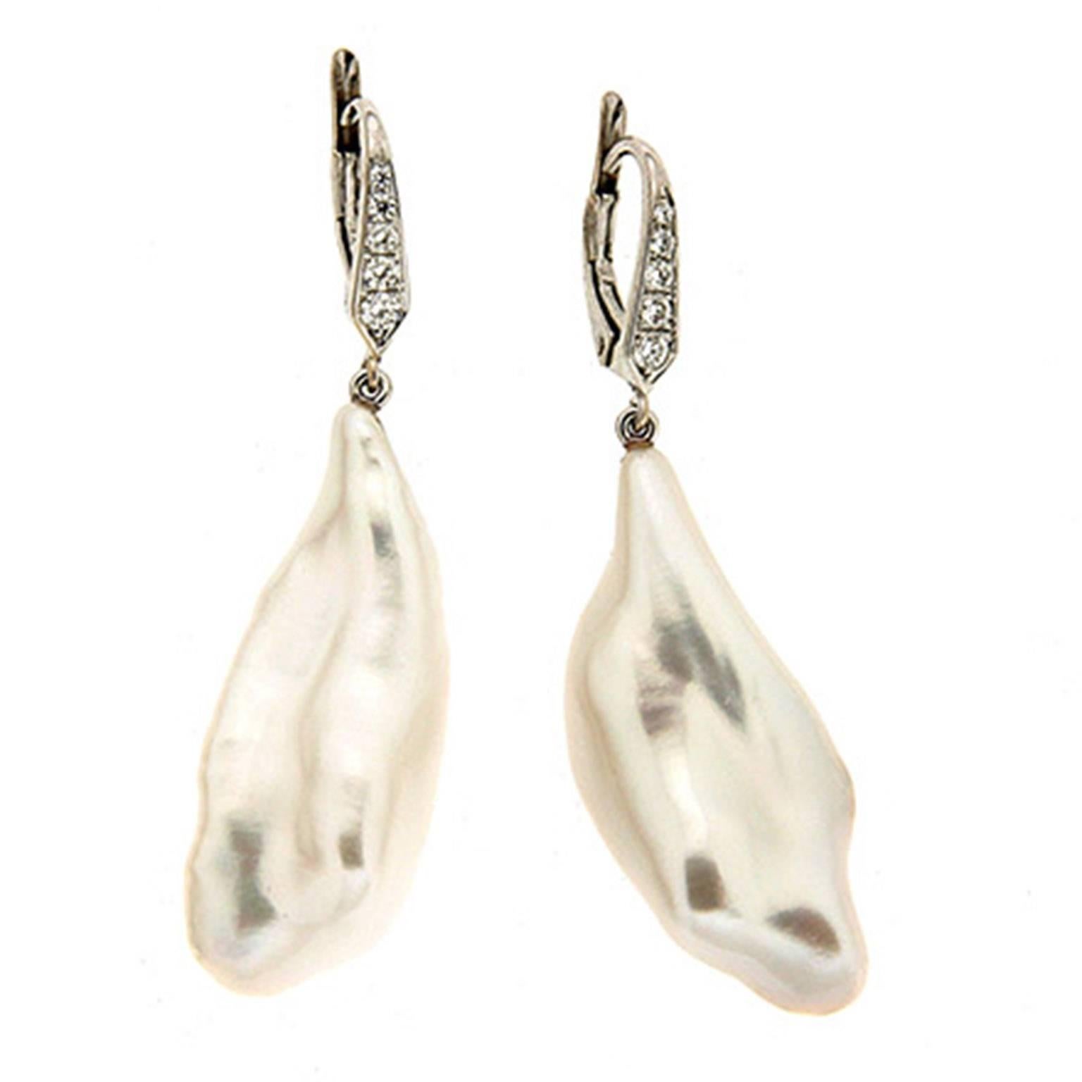 Baroque Pearl Diamond gold Earrings