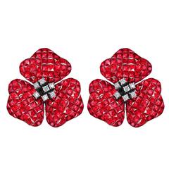Ruby Diamond gold Flower Earrings