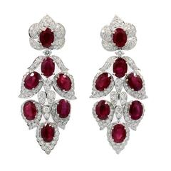 Burma Ruby Diamond gold Earrings
